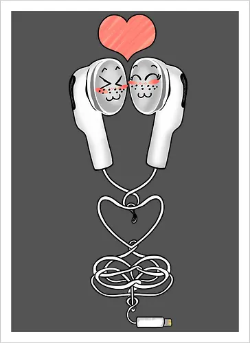 Earbuds Tangled In Love (Verliebte verknotete Ohrhörer)