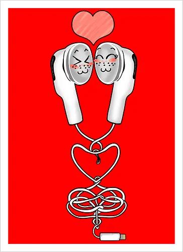 Earbuds Tangled In Love (Verliebte verknotete Ohrhörer)