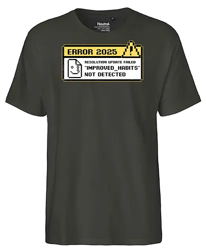 New Year Resolutions 2025 - pixel art, retro, vintage, classic, pop up, computer, graphics, Resolutions, irony, sarcasm, depression, new year, réveillon, New Year's Eve, fun, funny, anxiety - Fairtrade T-Shirt