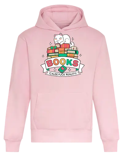 Books - cause fuck reality - Literatur, Bücher, lesen, Autoren, Bibliothek, Book, reading, book shirt, reading shirt, literature, literature shirt, library, book love, cats, katzen, kitten - Heavyweight Hoodie