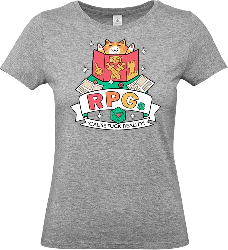 RPGs - cause fuck reality - Rollenspiele, pen and paper, games, spiele, Pen and Paper, 20-sided dice, escapetism, katzen, kitten - Standard T-Shirt (Women)