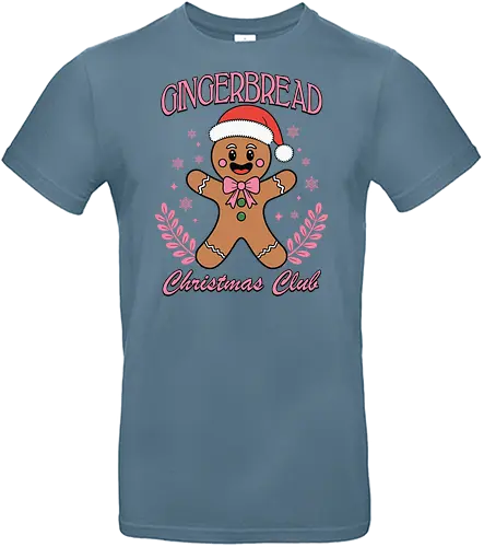 Gingerbread Christmas Club - gingerbread man, santa hat, christmas, festive, holiday, smile, snowflakes, club, leaves - Standard T-Shirt