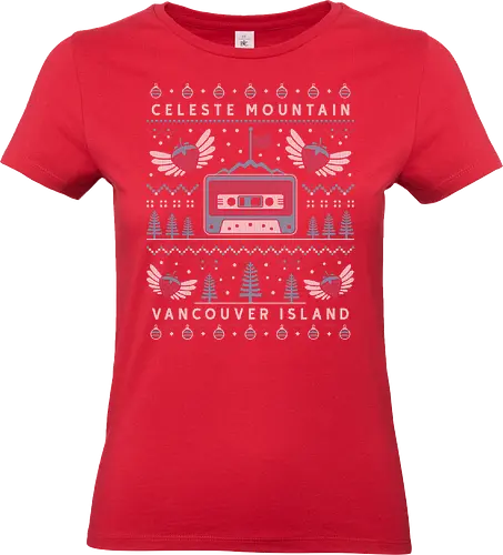 Celeste Mountain Ugly Sweater - celeste, celeste game, madeline, strawberry, strawberries, gaming, gamer, celeste mountain, video game, video games, videogame, videogames, indie, indie game, christmas, xmas, ugly christmas sweater - Standard T-Shirt (Women)