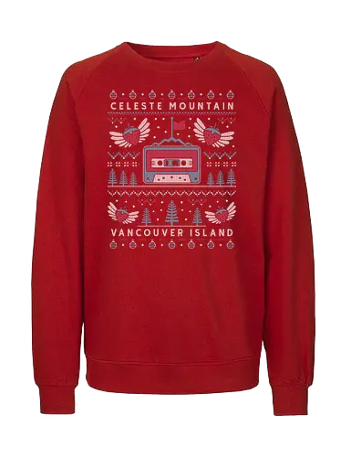 Celeste Mountain Ugly Sweater - celeste, celeste game, madeline, strawberry, strawberries, gaming, gamer, celeste mountain, video game, video games, videogame, videogames, indie, indie game, christmas, xmas, ugly christmas sweater - Fairtrade Sweatshirt