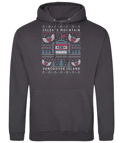 Celeste Mountain Ugly Sweater - celeste, celeste game, madeline, strawberry, strawberries, gaming, gamer, celeste mountain, video game, video games, videogame, videogames, indie, indie game, christmas, xmas, ugly christmas sweater - Standard Hoodie