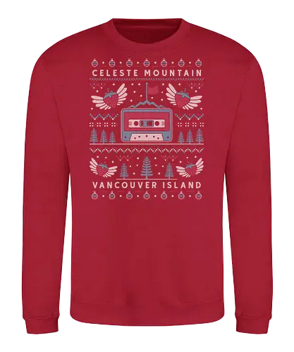 Celeste Mountain Ugly Sweater - celeste, celeste game, madeline, strawberry, strawberries, gaming, gamer, celeste mountain, video game, video games, videogame, videogames, indie, indie game, christmas, xmas, ugly christmas sweater - Sweatshirt