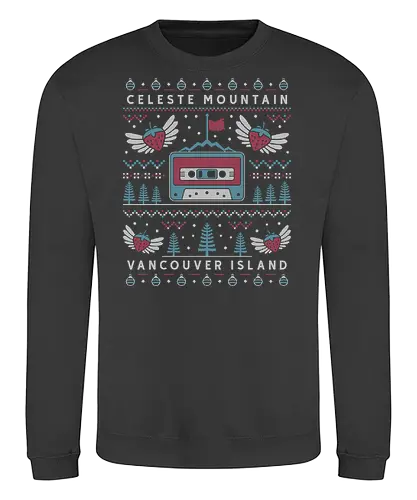 Celeste Mountain Ugly Sweater - celeste, celeste game, madeline, strawberry, strawberries, gaming, gamer, celeste mountain, video game, video games, videogame, videogames, indie, indie game, christmas, xmas, ugly christmas sweater - Sweatshirt