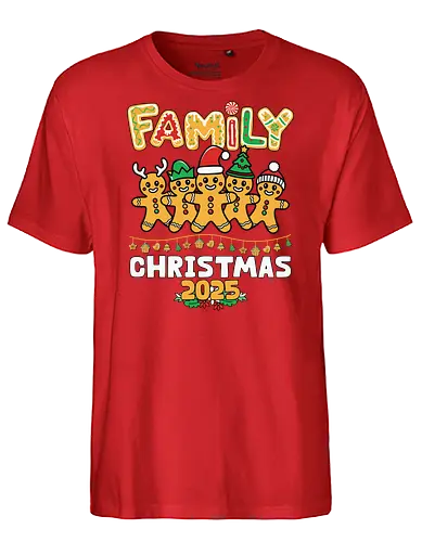 Family Christmas 2025 - christmas, gingerbread, family, festive, holiday, 2025, decorations, cheerful, colorful, celebration - Fairtrade T-Shirt