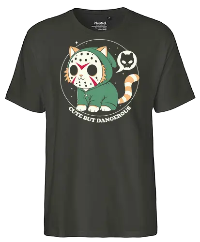 Cute but Dangerous - terror, horror, cute, cats, cat, jason, halloween, film - Fairtrade T-Shirt
