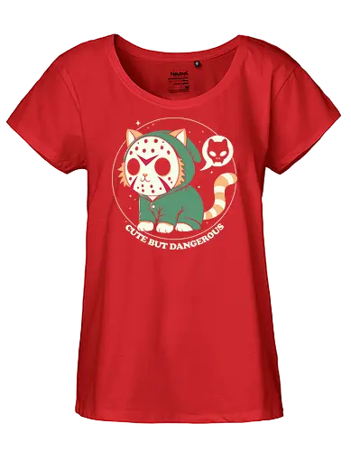Cute but Dangerous - terror, horror, cute, cats, cat, jason, halloween, film - Fairtrade Girl Shirt