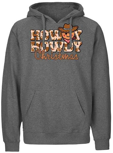 Howdy Howdy Christmas - cowboy, christmas, western, emoji, hat, bandana, festive, cute - Fairtrade Hoodie