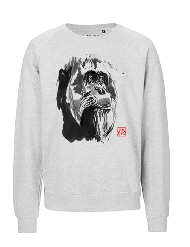 orangutan paper - orangutan, ape, sumie, japan - Fairtrade Sweatshirt