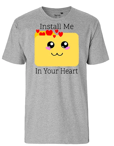Instal Me in Your Heart (Installiere mich in deinem Herzen) - Liebe, Herz, Geek, Technik, Gamer, Kawaii, Nerd, Design, Zuneigung, Paar, Valentinstag, Computer, süß, romantisch, digital, Code, Beziehung, Spiel, Geschenk, Stil - Fairtrade T-Shirt
