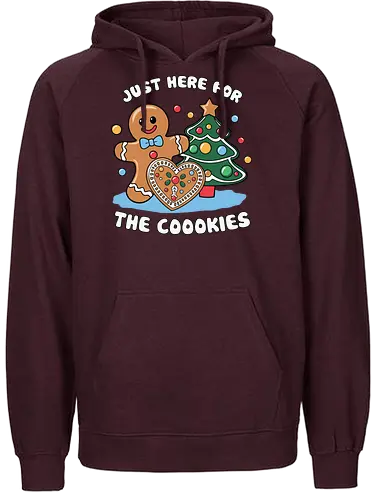Just here for the cookies - gingerbread, christmas tree, baubles, festive, holiday, cookies, decoration, cheerful, colorfu - Fairtrade Hoodie