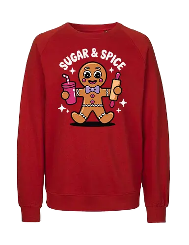 Sugar & Spice - gingerbread, cute, drink, rolling pin, stars, cartoon, baking, dessert, happy, fun - Fairtrade Sweatshirt