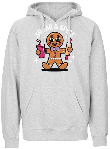 Sugar & Spice - gingerbread, cute, drink, rolling pin, stars, cartoon, baking, dessert, happy, fun - Fairtrade Hoodie