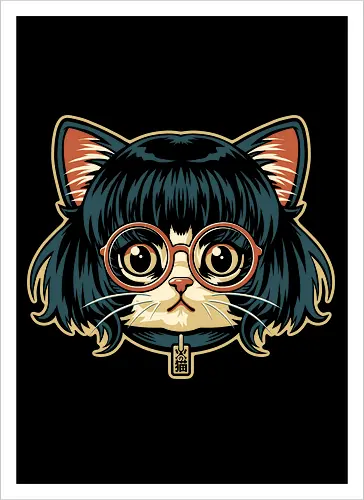 Cute Bob Hair Cat wear Sunglasses
