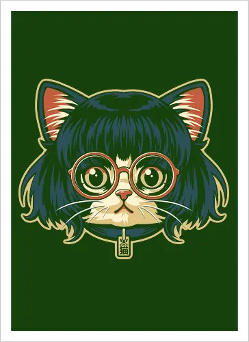 Cute Bob Hair Cat wear Sunglasses