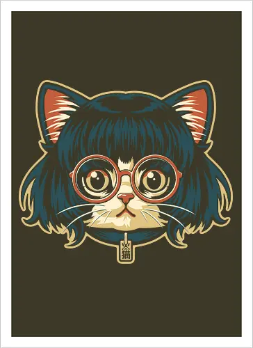 Cute Bob Hair Cat wear Sunglasses