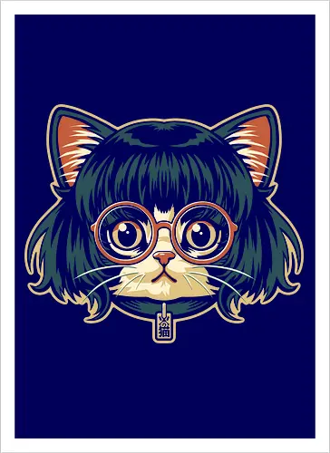 Cute Bob Hair Cat wear Sunglasses