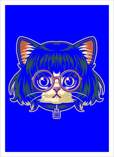 Cute Bob Hair Cat wear Sunglasses