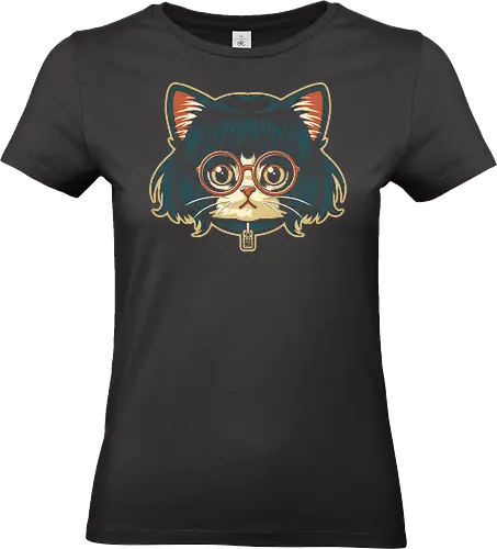 Cute Bob Hair Cat wear Sunglasses - cat wear sunglasses, introvert, read book, kawaii, cute cat, pop art, internet meme, funny, viral, trending, instagram, tiktok, vintage colors, retro design, cat meme, pet, facebook meme, meme viral, funny meme, hype, cat lover, kitten, kitty - Standard T-Shirt (Women)