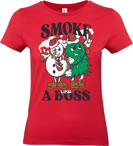 smoke like a boss - ugly christmas, christmas, xmas, christmastree, christmas party, logo, snowman, winter, snow, pixel, vintage, classic, retro - Standard T-Shirt (Women)