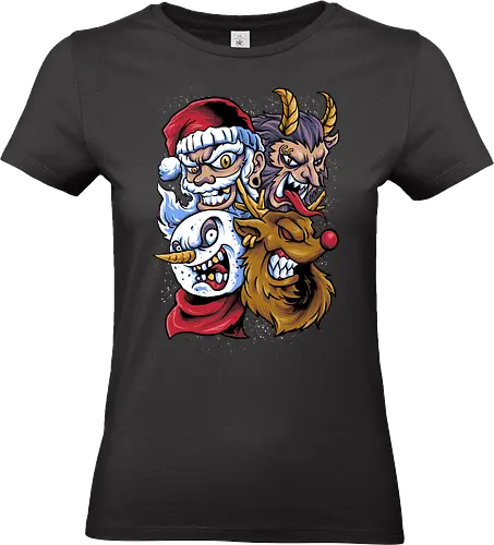 selfie with santa - ugly christmas, christmas, xmas, villain, christmas party, logo, krampus, winter, snow, santa, vintage, classic, retro - Standard T-Shirt (Women)