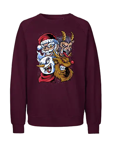 selfie with santa - ugly christmas, christmas, xmas, villain, christmas party, logo, krampus, winter, snow, santa, vintage, classic, retro - Fairtrade Sweatshirt