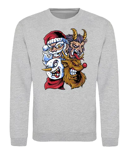 selfie with santa - ugly christmas, christmas, xmas, villain, christmas party, logo, krampus, winter, snow, santa, vintage, classic, retro - Sweatshirt