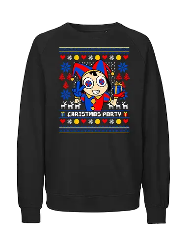 clown party  - ugly christmas, christmas, xmas, pomni, christmas party, logo, clown, winter, snow, pixel, vintage, classic, retro - Fairtrade Sweatshirt