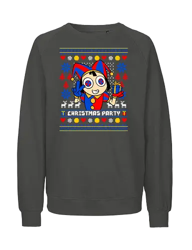 clown party  - ugly christmas, christmas, xmas, pomni, christmas party, logo, clown, winter, snow, pixel, vintage, classic, retro - Fairtrade Sweatshirt