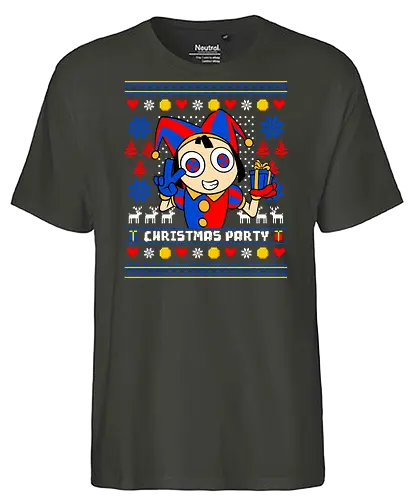 clown party  - ugly christmas, christmas, xmas, pomni, christmas party, logo, clown, winter, snow, pixel, vintage, classic, retro - Fairtrade T-Shirt