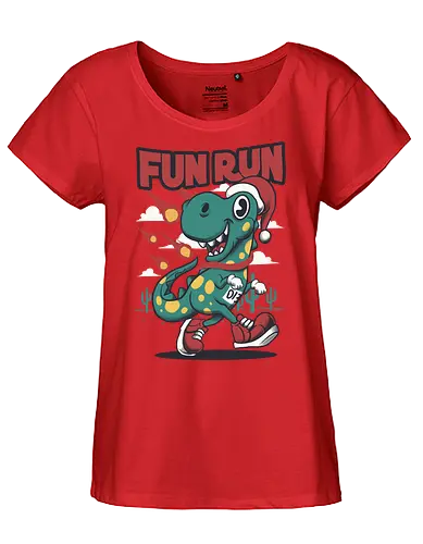 fun run  - xmas, christmas, santaclaus, cool, holiday, rich, holy, beautiful, dino, fun run, running, sport - Fairtrade Girl Shirt