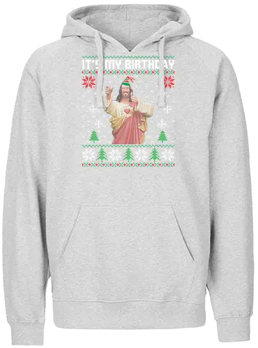 It's My Birthday - christmas, holiday, celebration, jesus, festive, snowflakes, trees, pattern, hat, birthday - Fairtrade Hoodie