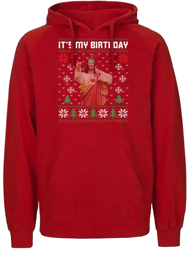 It's My Birthday - christmas, holiday, celebration, jesus, festive, snowflakes, trees, pattern, hat, birthday - Fairtrade Hoodie