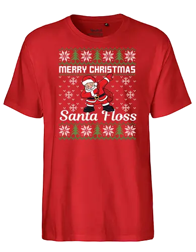 Merry Christmas and  Santa Floss - santa, floss dance, christmas, festive, holiday, snowflakes, sweater design, humor, cheerful - Fairtrade T-Shirt