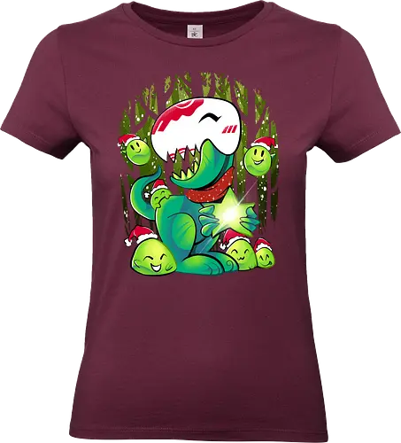 slime and dino  - ugly christmas, christmas, xmas, dinosaur, christmas party, logo, slime, winter, snow, pixel, vintage, classic, retro - Standard T-Shirt (Women)