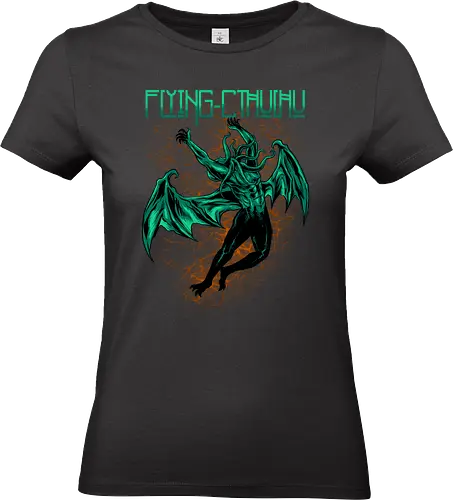 flying cthulhu  - horror, halloween, cool, cute, fun, Pen and Paper, game, plant, cartoon, monster, cthulhu - Standard T-Shirt (Women)