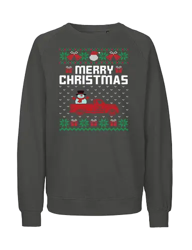 Merry Christma - christmas, snowman, truck, festive, holiday, presents, snowflakes, seasonal, pattern, merry christmas - Fairtrade Sweatshirt