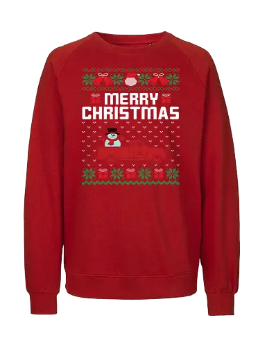 Merry Christma - christmas, snowman, truck, festive, holiday, presents, snowflakes, seasonal, pattern, merry christmas - Fairtrade Sweatshirt