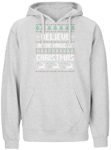 Believe in the Magic of Christmas - christmas, festive, knitting, cross-stitch, holiday, reindeer, magic, pattern - Fairtrade Hoodie