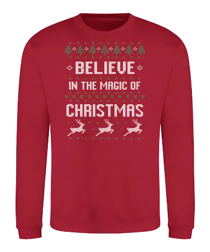 Believe in the Magic of Christmas - christmas, festive, knitting, cross-stitch, holiday, reindeer, magic, pattern - Sweatshirt