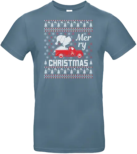 Merry Christmas - christmas, truck, snowflakes, santa, holiday, sweater, festive, tree, red, winter - Standard T-Shirt