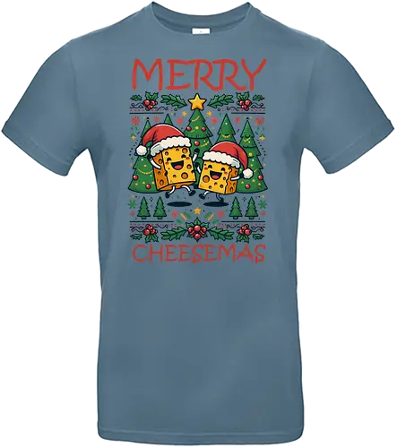 Merry Cheesemas - christmas, cheese, santa hats, festive, trees, decoration, humorous, holiday, joy, celebration - Standard T-Shirt