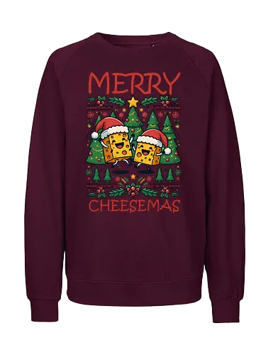 Merry Cheesemas - christmas, cheese, santa hats, festive, trees, decoration, humorous, holiday, joy, celebration - Fairtrade Sweatshirt
