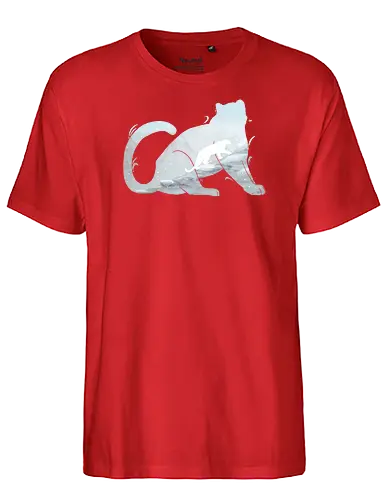 Schneeleopard Silhouette - schneeleopard, schnee, berge, silhouette - Fairtrade T-Shirt