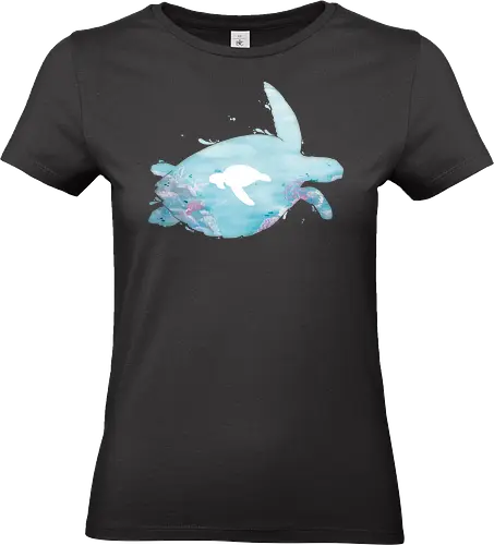 Meeresschildkröte Silhouette - Meeresschildkröte, Silhouette, korallen, riff - Standard T-Shirt (Women)