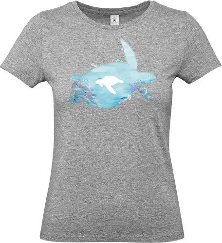 Meeresschildkröte Silhouette - Meeresschildkröte, Silhouette, korallen, riff - Standard T-Shirt (Women)