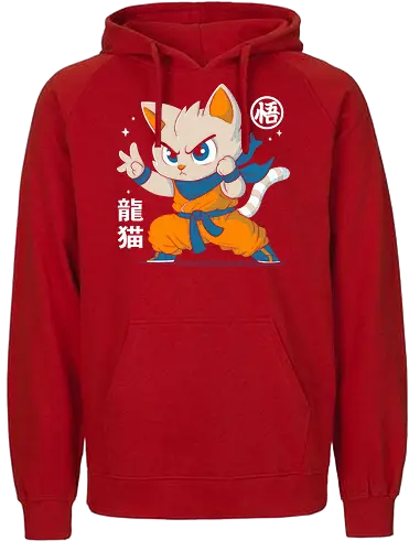 Dragon Cat - cats, cat, cute, Dragon, goku, anime, manga - Fairtrade Hoodie